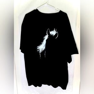 Black T-Shirt With Black & White Horse Silhouette